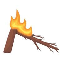 ícone de queima de árvore velha, estilo cartoon vetor