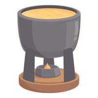 vetor de desenhos animados do ícone de pote de fondue. comida de queijo