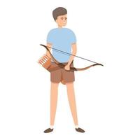 vetor de desenhos animados de ícone de arqueiro. arco e flecha