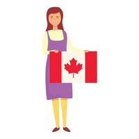 menina com vetor de desenhos animados do ícone da bandeira do Canadá. criança fofa