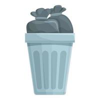 vetor de desenhos animados de ícone de lata de lixo. desperdício de saco