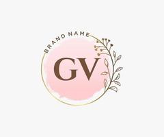 logotipo feminino gv inicial. utilizável para logotipos de natureza, salão, spa, cosméticos e beleza. elemento de modelo de design de logotipo de vetor plana.