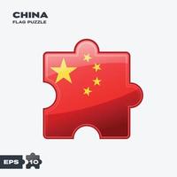 quebra-cabeça da bandeira da china vetor