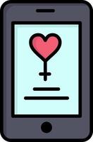 modelo de banner de ícone de vetor de ícone de cor plana de amante de amor móvel de aplicativo