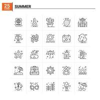 25 conjunto de ícones de verão de fundo vetorial vetor