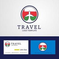 logotipo de bandeira de círculo criativo de viagem omã e design de cartão de visita vetor