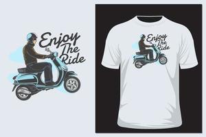 scooter vintage verde, ilustração vetorial, vida urbana, andar de moto na cidade. design de camiseta vetor