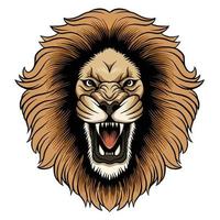 cabeça de leão macho rugindo com raiva vetor