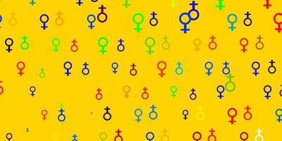 padrão multicolor com elementos do feminismo. vetor