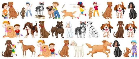 conjunto de personagens de desenhos animados de cães vetor