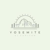 logotipo de arte de linha do parque nacional de yosemite, design de ilustração vetorial el capitan vetor