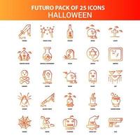 laranja futuro 25 conjunto de ícones de halloween vetor