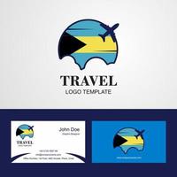 logotipo da bandeira de bahamas de viagem e design de cartão de visita vetor