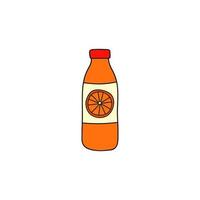 doodle suco de laranja colorido na garrafa. vetor