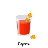 coquetel negroni com laranja. vetor