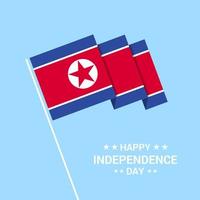 design tipográfico do dia da independência da coreia do norte com vetor de bandeira