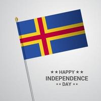 design tipográfico do dia da independência de aland com vetor de bandeira