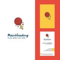 logotipo criativo de doces e vetor de design vertical de cartão de visita