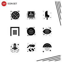 coleção de 9 ícones vetoriais em símbolos de glifos perfeitos de pixel de estilo sólido para web e sinais de ícones sólidos móveis em fundo branco 9 ícones de fundo criativo de ícones pretos vetor