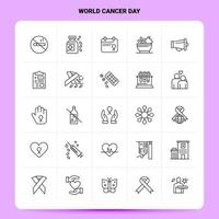 esboço 25 conjunto de ícones do dia mundial do câncer vetor design de estilo de linha ícones pretos conjunto de pictograma linear pacote de ideias de negócios móveis e web design ilustração vetorial