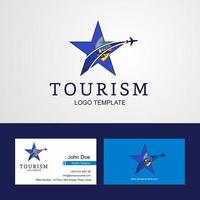 logotipo de estrela criativa de bandeira de guam de viagem e design de cartão de visita vetor