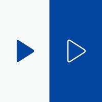 linha de vídeo de reprodução de mídia de controle e ícone sólido de glifo banner azul linha e ícone sólido de glifo banner azul vetor