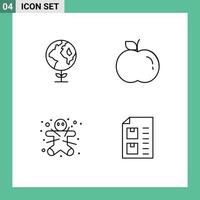 grupo de símbolos de ícone universal de 4 cores planas de linha preenchida modernas de elementos de design de vetores editáveis de documento de gengibre de maçã de verificação ecológica