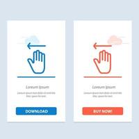 gestos de seta para a esquerda azul e vermelho baixe e compre agora modelo de cartão de widget da web vetor