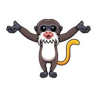 desenho animado de macaco mico-leão bonitinho levantando as mãos vetor