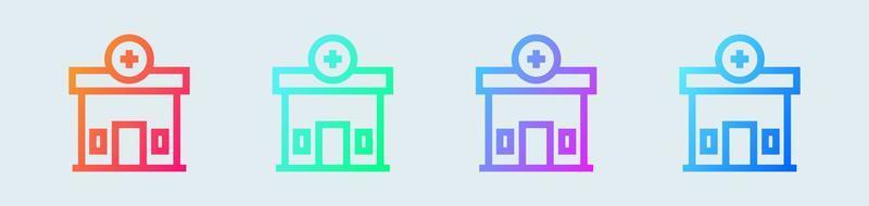 ícone da linha hospitalar em cores gradientes. clínica assina ilustração vetorial. vetor