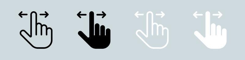 ícone de gesto definido em preto e branco. ilustração vetorial de sinais de toque. vetor