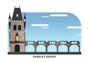 Praga Landmark O Charles Bridge Ilustração vetor