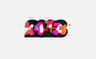 design de formas líquidas abstratas com elementos gráficos modernos de feliz ano novo número 2023, modelo de ilustração vetorial vetor