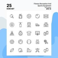 25 conjunto de ícones de equipamentos esportivos e recreativos de fitness 100 eps editáveis 10 arquivos de conceito de logotipo de negócios ideias de design de ícone de linha vetor