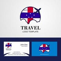 logotipo da bandeira das antilhas holandesas de viagem e design de cartão de visita vetor