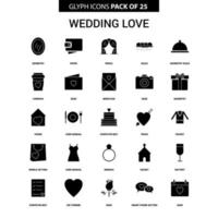 conjunto de ícones vetoriais de glifo de amor de casamento vetor