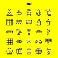 pacote de ícones de linha de churrasco para designers e desenvolvedores ícones de churrasco comida de churrasco salsicha vidro bebida churrasco limão vetor