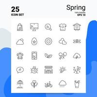 Conjunto de 25 ícones de primavera 100 eps editáveis 10 arquivos de conceito de logotipo de negócios ideias de design de ícone de linha vetor