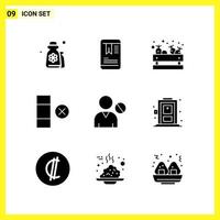 9 conjunto de ícones simples sinal de glifo de símbolos sólidos em fundo branco para aplicativos móveis de design de sites e fundo de vetor de ícone preto criativo de mídia impressa