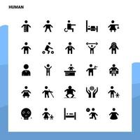 25 conjunto de ícones humanos modelo de ilustração vetorial de ícone de glifo sólido para web e ideias móveis para empresa de negócios vetor
