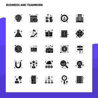 25 conjunto de ícones de negócios e trabalho em equipe modelo de ilustração vetorial de ícone de glifo sólido para web e ideias móveis para empresa de negócios vetor