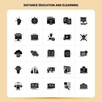 sólido 25 educação a distância e conjunto de ícones de elearning design de estilo glifo vetorial conjunto de ícones pretos conjunto de ideias de negócios móveis e web design ilustração vetorial vetor