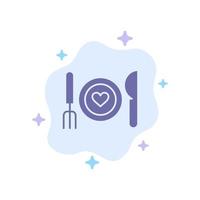 jantar romântico encontro de comida casal ícone azul no fundo abstrato da nuvem vetor
