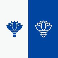 planta de flores rosa linha de primavera e ícone sólido de glifo banner azul linha e ícone sólido de glifo banner azul vetor