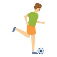 menino correndo jogando ícone de futebol, estilo cartoon vetor