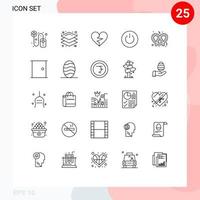 pacote de interface do usuário de 25 linhas básicas de usuário pretzel como interface do usuário em elementos de design vetorial editáveis vetor