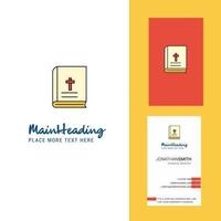 logotipo criativo da bíblia sagrada e vetor de design vertical de cartão de visita