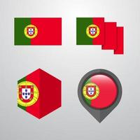 vetor de conjunto de design de bandeira de portugal