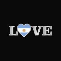 tipografia de amor com vetor de design de bandeira argentina