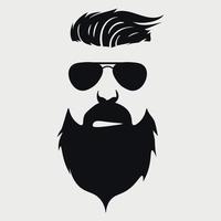 design de logotipo de barbearia. homem com barba e óculos de sol vetor